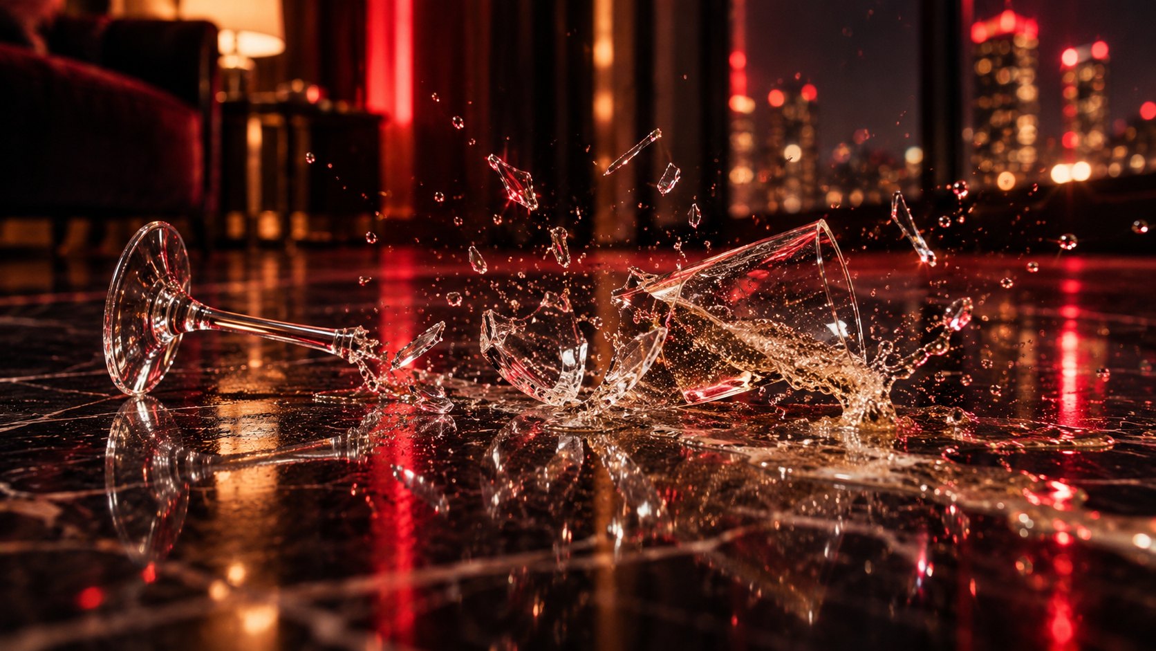 Broken glass on the floor
